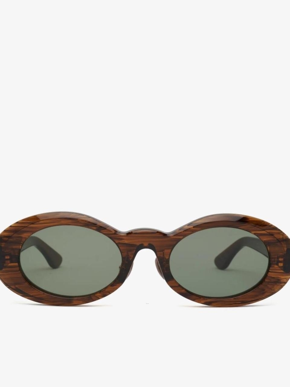 Braindead Oval Tortoiseshell Sunglasses with Green Lenses